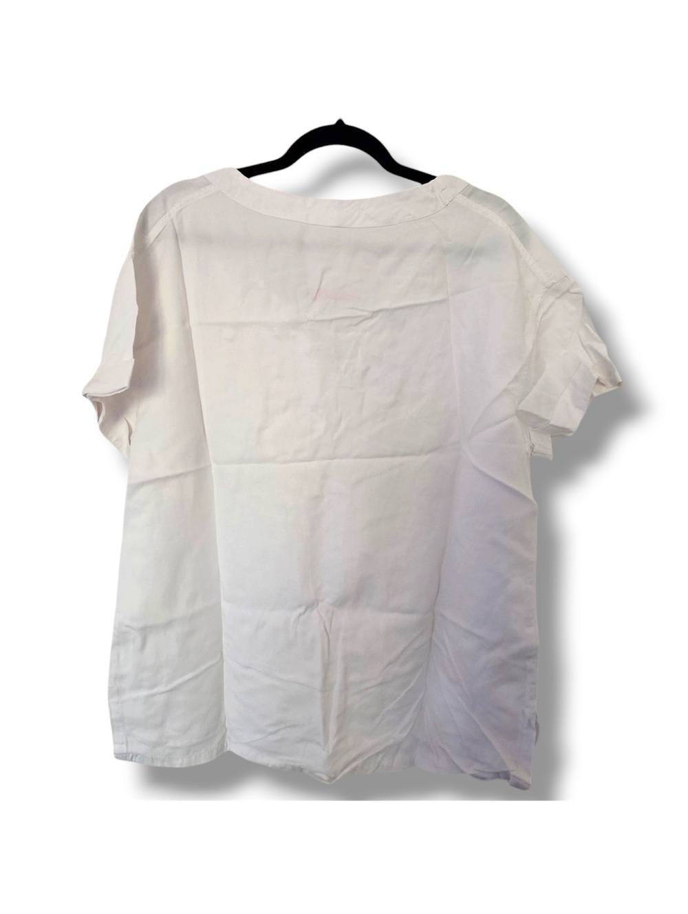Matty M women’s white short-sleeve lace-up V-neck blouse Medium - Picture 3 of 6